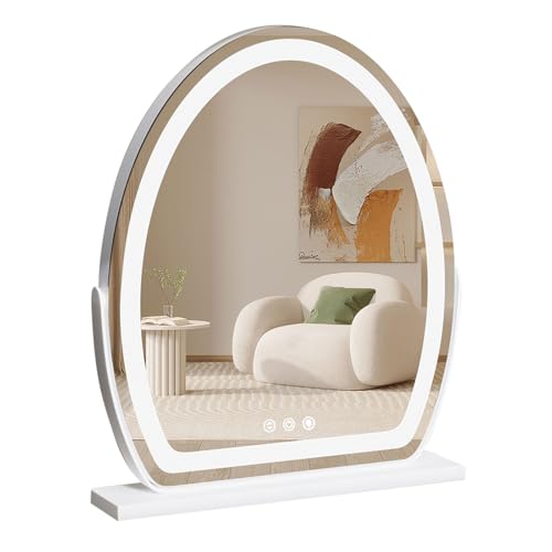 DDNKMDM schminkspiegel mit Beleuchtung groß LED Kosmetikspiegel mit Lichtern Makeup Spiegel mit 3 Lichtfarben 360°Drehung Tischspiegel von DDNKMDM