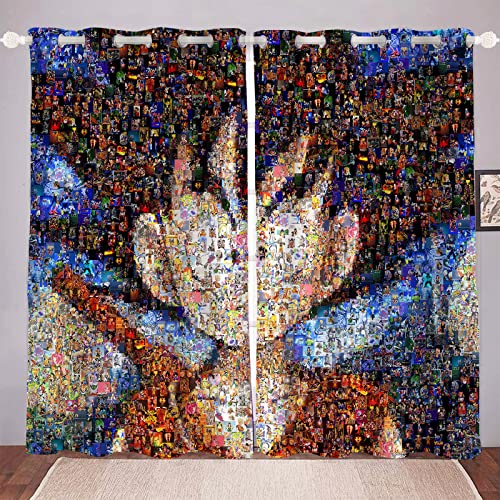 DDONVG Anime Dragon Verdunkelungsvorhang Wasserdichter Stoff Gardinen Für Kinderzimmer,Ösen Oben Für Gardinen, 3D-Digitaldruck 100% Polyester (10,150x166cm(BxH)/ 75x166cmx2) von DDONVG