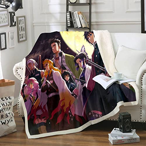 DDONVG Demon Slayer: Kimetsu No Yaiba Kuscheldecke Microfibre, Ghost Slayer Fleecedecke Sofadecke, Wohndecken 150x200 cm Für Kinder Weich Und Warm (4,150 X 200 cm) von DDONVG