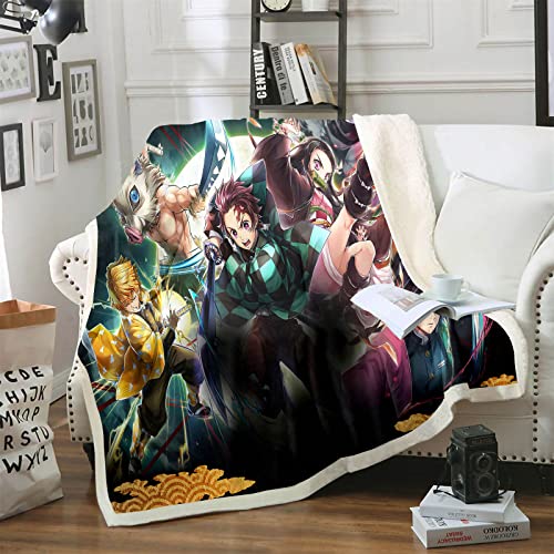 DDONVG Demon Slayer: Kimetsu No Yaiba Kuscheldecke Microfibre, Ghost Slayer Fleecedecke Sofadecke, Wohndecken 150x200 cm Für Kinder Weich Und Warm (5,150 X 200 cm) von DDONVG