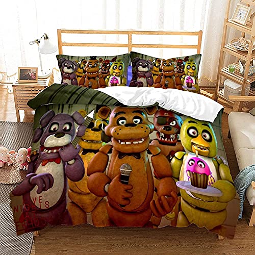 DDONVG Five Nights at Freddy's Bettwäsche-Sets Mit Kissenbezug,Kinderbettwäsche Microfaser Niedliches Cartoon-Motiv Dekorativer Bettbezug (13,200 * 200) von DDONVG