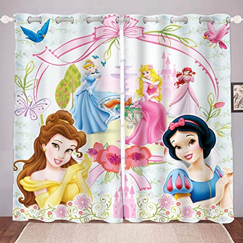 DDONVG Prinzessin Verdunkelungsvorhang-Set Für Schlafzimmer 3D-Druck Ariel Bella Rapunzel Prinzessin Vorhänge Für Kinderzimmer Blickdicht Für Dekoration Wohnzimmer (8,183x160cm(BxH)/ 91.5x160cmx2) von DDONVG