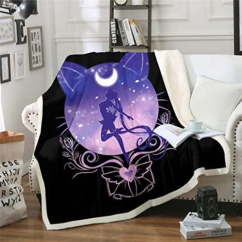 DDONVG Sailor Moon Kuscheldecke 150x200 Anime Cute Moon Decke Kinder Sanft Flanelldecke Weich Fleecedecke Sofadecken Mikrofaser Tagesdecke (1,150 X 200 cm) von DDONVG