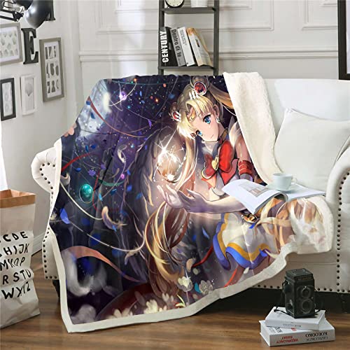 DDONVG Sailor Moon Kuscheldecke 150x200 Anime Cute Moon Decke Kinder Sanft Flanelldecke Weich Fleecedecke Sofadecken Mikrofaser Tagesdecke (10,100 X 140 cm) von DDONVG