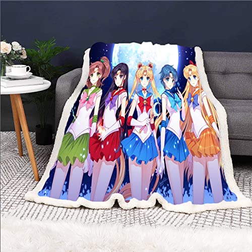 DDONVG Sailor Moon Kuscheldecke 150x200 Anime Cute Moon Decke Kinder Sanft Flanelldecke Weich Fleecedecke Sofadecken Mikrofaser Tagesdecke (11,150 X 200 cm) von DDONVG
