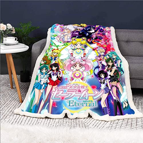 DDONVG Sailor Moon Kuscheldecke 150x200 Anime Cute Moon Decke Kinder Sanft Flanelldecke Weich Fleecedecke Sofadecken Mikrofaser Tagesdecke (16,130 X 150 cm) von DDONVG