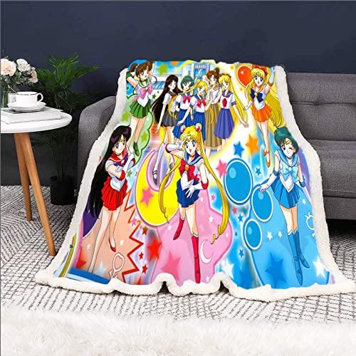 DDONVG Sailor Moon Kuscheldecke 150x200 Anime Cute Moon Decke Kinder Sanft Flanelldecke Weich Fleecedecke Sofadecken Mikrofaser Tagesdecke (18,150 X 200 cm) von DDONVG