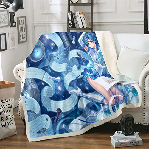 DDONVG Sailor Moon Kuscheldecke 150x200 Anime Cute Moon Decke Kinder Sanft Flanelldecke Weich Fleecedecke Sofadecken Mikrofaser Tagesdecke (18,150 X 200 cm) von DDONVG