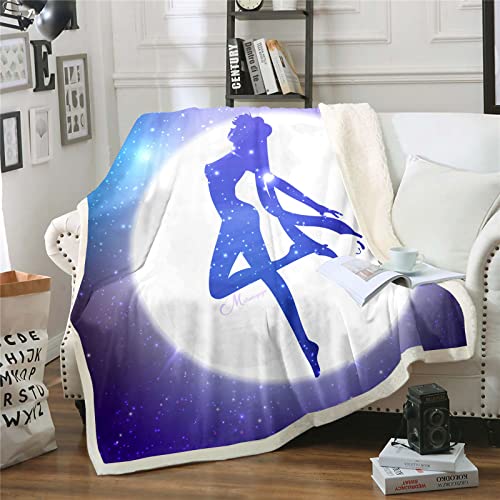 DDONVG Sailor Moon Kuscheldecke 150x200 Anime Cute Moon Decke Kinder Sanft Flanelldecke Weich Fleecedecke Sofadecken Mikrofaser Tagesdecke (4,150 X 200 cm) von DDONVG