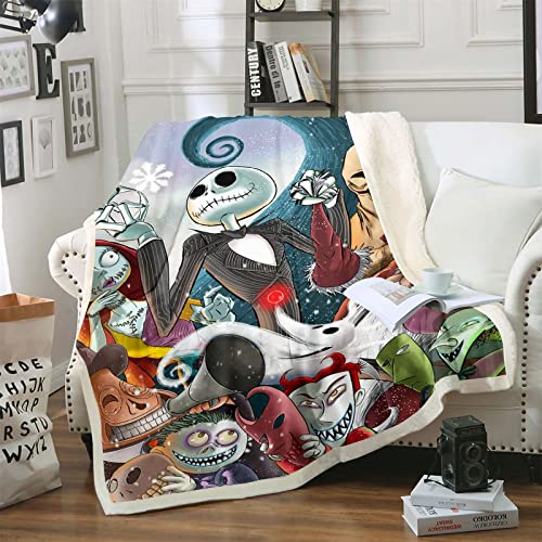 DDONVG The Nightmare Before Christmas Blanket 150 x 200 cm Cuddly Blanket Cartoon Soft Fluffy Fleece Blanket Warm Sofa Blanket Couch Blanket (11.130 x 150 cm) von DDONVG