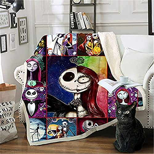 DDONVG The Nightmare Before Christmas Blanket 150 x 200 cm Cuddly Blanket Cartoon Soft Fluffy Fleece Blanket Warm Sofa Blanket Couch Blanket (20.150 x 200 cm) von DDONVG