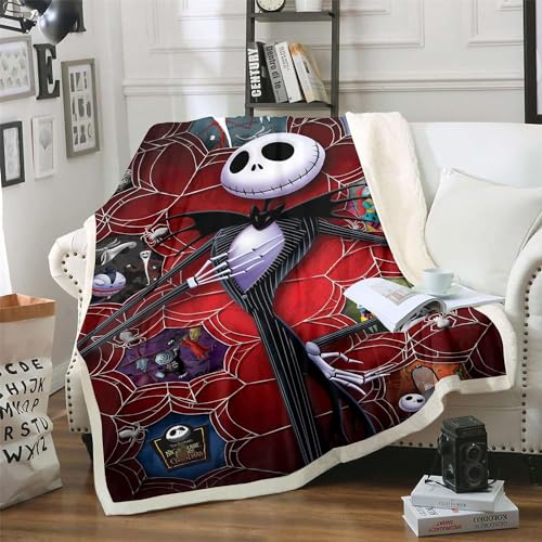 DDONVG The Nightmare Before Christmas Blanket 150 x 200 cm Cuddly Blanket Cartoon Soft Fluffy Fleece Blanket Warm Sofa Blanket Couch Blanket (2.150 x 200 cm) von DDONVG