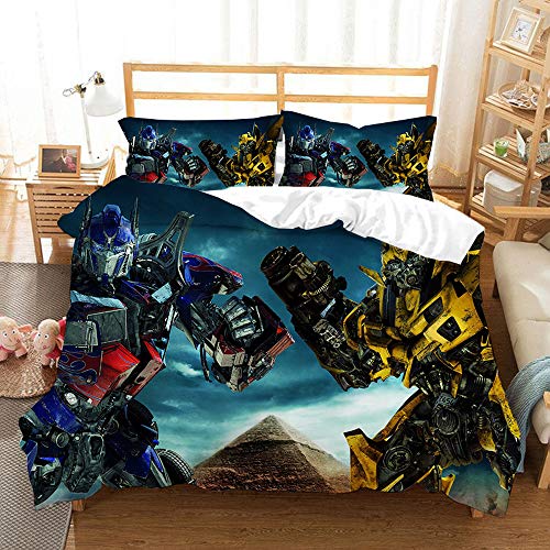 DDONVG Cartoon Bettbezug 135x200, Bumblebee Optimus Prime Bettwäsche Mikrofaser 2-teiliges Set, Kissenbezug 50x75 (G,135 x 200cm) von DDONVG