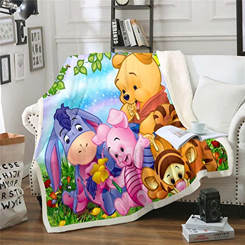 DDONVG Winnie The Pooh Decke 150x200cm Cartoon Kuscheldecke Kinder Babydecke Fleecedecke - Sherpa Sofaüberwurf Decke,Sofadecke Tagesdecke (13,100 X 140 cm) von DDONVG
