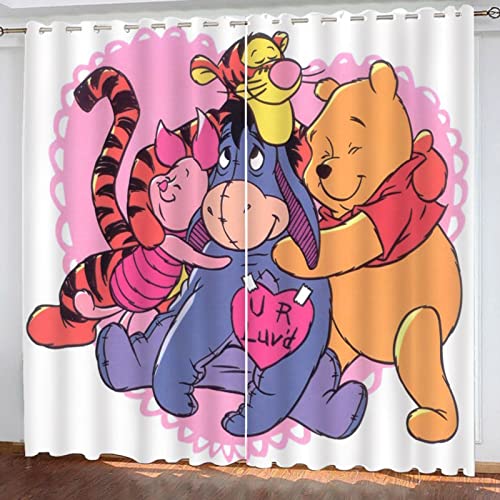 DDONVG Winnie The Pooh Verdunkelungsvorhänge, Cartoon Tigger Vorhang, 100% Polyester Mit Ösen Für Kinderzimme Schlafzimmer Dekoration (5,150x166cm(BxH)/ 75x166cmx2) von DDONVG