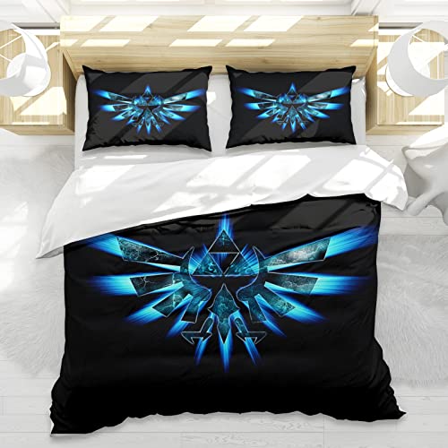 DDONVG Zelda Bettwäsche Set 135x200-3D Anime Game Theme Single Bed Linen Für Kids Microfaser Mit Reißverschluss Und 1 Kissenbezug (4,King 220x240CM) von DDONVG