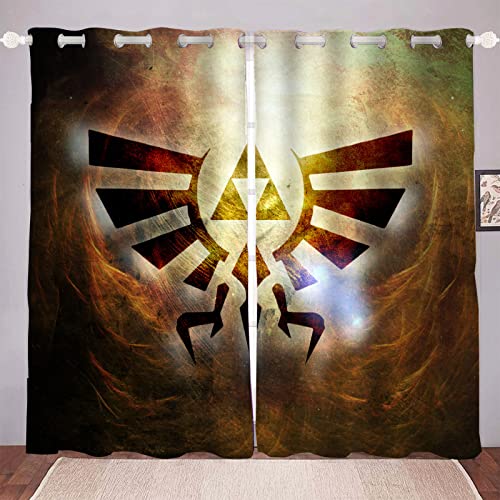 DDONVG Zelda Verdunkelungsvorhang Wasserdichter Stoff Gardinen Für Kinderzimmer,Ösen Oben Für Gardinen, 3D-Digitaldruck 100% Polyester (12,100x140cm(BxH)/ 50x140cmx2) von DDONVG