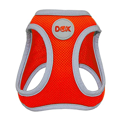 DDOXX Brustgeschirr Air Mesh, Step-In, reflektierend | viele Farben | für kleine, mittlere & mittelgroße Hunde | Hunde-Geschirr Hund Katze Welpe | Katzen-Geschirr Welpen-Geschirr | Orange, M von DDOXX