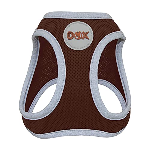 DDOXX Reflektierendes Airmesh Step-In Hundegeschirr - Verstellbare Brust Welpengeschirr für alle Größen - M (Braun) von DDOXX