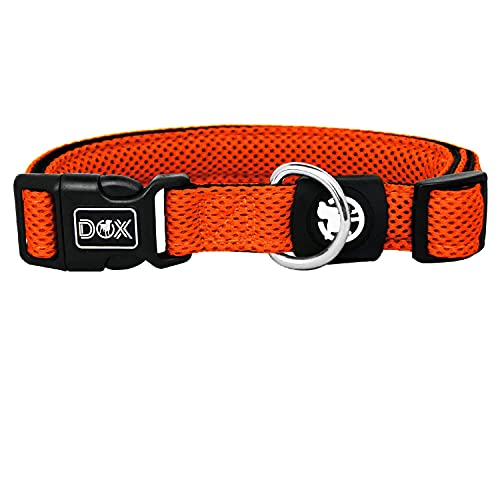DDOXX Airmesh Hundehalsband - Stabiles und Verstellbares Welpenhalsband für alle Größen - L (Orange) von DDOXX