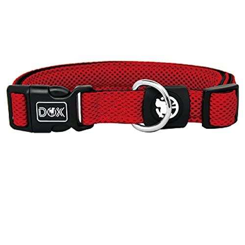 DDOXX Hundehalsband Air Mesh, verstellbar, gepolstert | viele Farben | für kleine & große Hunde | Halsband Hund Katze Welpe | Hunde-Halsbänder | Katzen-Halsband Welpen-Halsband klein | Rot, M von DDOXX