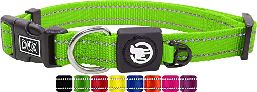 DDOXX Reflektierendes Nylon Hundehalsband - Stabiles und Verstellbares Welpenhalsband für alle Größen - M (Grün) von DDOXX