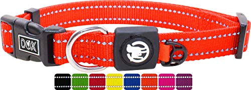 DDOXX Reflektierendes Nylon Hundehalsband - Stabiles und Verstellbares Welpenhalsband für alle Größen - S (Orange) von DDOXX