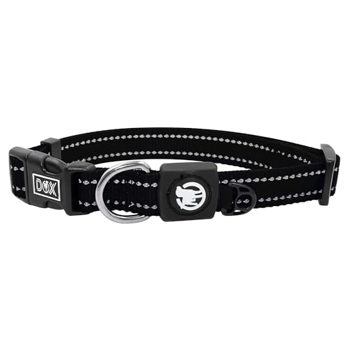 DDOXX Reflektierendes Nylon Hundehalsband - Stabiles und Verstellbares Welpenhalsband für alle Größen - L (Schwarz) von DDOXX