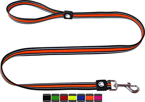 DDOXX Reflektierende Airmesh Hundeleine - 120 cm, Training Führleine Hund mit gepolsterter Handschlaufe für alle Hundegrößen - M (Orange) von DDOXX