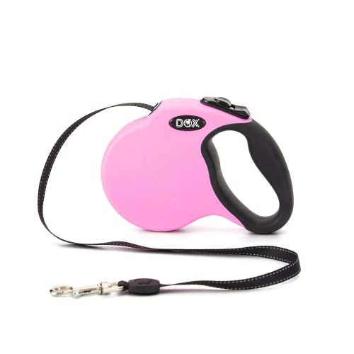 DDOXX Hundeleine Ausziehbar - Stabile Reflektierende Nylonstreifen Hundeleine Bissfest - Rollleine Break & Lock System - M (Pink) von DDOXX