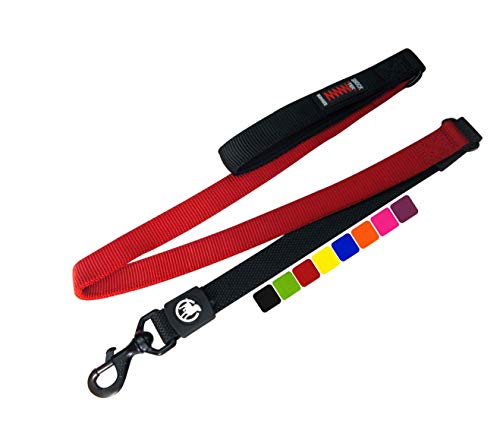 DDOXX Hundeleine Bungee Nylon 120 cm | viele Farben & Größen | für kleine & große Hunde | Elastische Leine Hund groß | Ruckdämpfer Hunde-Leinen klein | Flexi-Leine | Führleine | Rot, 1,20 m von DDOXX