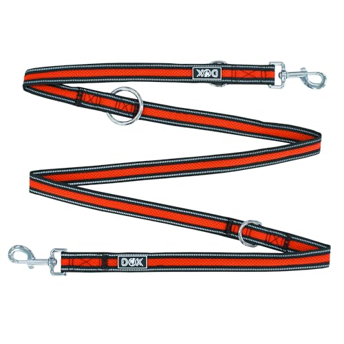 DDOXX Reflektierende Leine für Hunde, mit Air-Mesh - 2m, 3-Fach verstellbar, bissfest - Hundeführleine für alle Hundegrößen - S (Orange) - 1,5 x 200 cm , hundeleine flexi von DDOXX