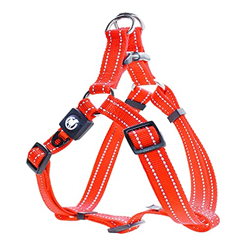 DDOXX Reflektierendes Nylon Step-In Hundegeschirr - Verstellbare Brust Welpengeschirr für alle Größen - S (Orange) von DDOXX