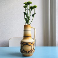 Ddr-Keramik Vase, Fat Lava, 70Er, Mid-Century, Gelb Braun Ocker Vintage, 22 cm Höhe von DDRdesignVintage