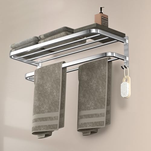 DDS-DUDES Badezimmer Handtuchhalter Handtuchregal Stange mit Doppel Handtuchstangen Toilette Wandmontage Halter mit Haken Edelstahl Hotel Bad Rack 58,4 cm von DDS-DUDES