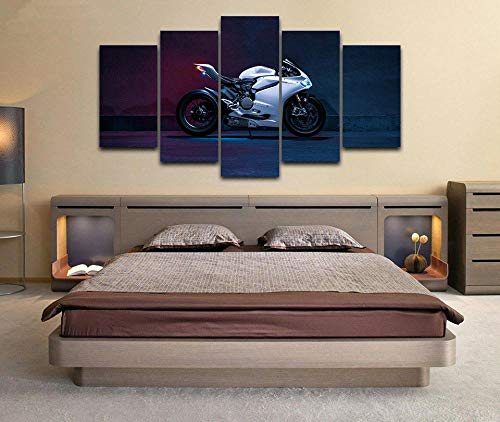 Bilder Ducati Panigale 1199S Sportmotorrad Motogp Wandbild 200X100 cm Vlies - Leinwand Bild XXL Format Wandbilder Wohnzimmer Modern Deko Kunstdrucke 5 Teilig Fertig Zum Aufhängen,Geschenk von DDSDA