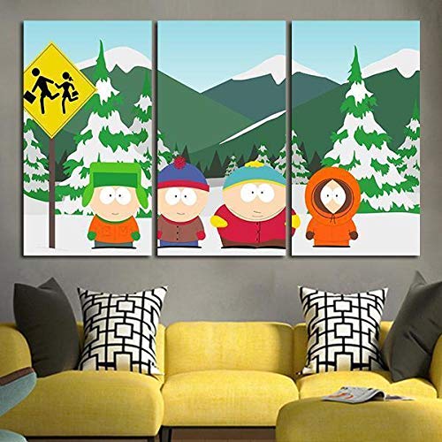 DDSDA 3 Teile Leinwand-Bild 3x50x70cm (Gesamt 150x70cm) South Park 4 Hauptcharaktere Wandbilder,Kunstdruck,Wohnzimmer Dekor,Kreatives Geschenk 3 Teiliges Leinwand Bild Frames von DDSDA