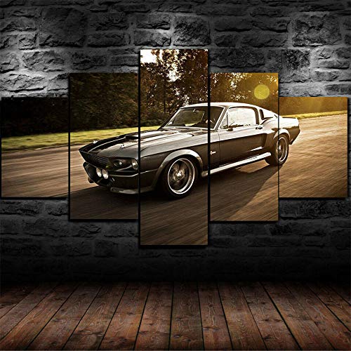 DDSDA Bilder Auto Mustang Eleanor F1 GTR Amg 200X100 cm 5 Teilig Leinwandbilder Bild Auf Leinwand Wandbild Kunstdruck Wanddeko Wand Wohnzimmer Wanddekoration Deko Kunstdrucke Poster Geschenk von DDSDA