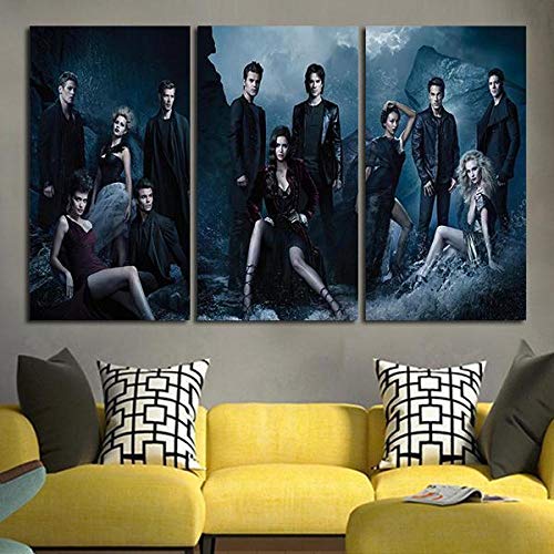 DDSDA Leinwand Wand Kunst Malerei Motiv, 3-teilig auf Leinwand (Gesamtformat: 120X60 cm) Die Hauptdarsteller von The Vampire Diaries Hochwertiger Kunstdruck als Wohnkultur Gürtelrahmen von DDSDA