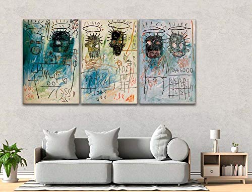 DDSDA Sechs Kriminelle Jean Michel Basquiat 3-teilig auf Leinwand- Gesamtformat: 150x70 cm fertig gerahmte Kunstdruckbilder als Wandbild - Billiger als Ölbild oder Gemälde - von DDSDA