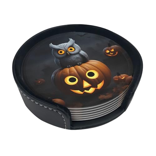 Halloween Eule Geist Kürbis 1 Tischdeko Untersetzer Getränke Bier Kaffee Untersetzer Geeignete Arten Tassen Heiß & Kalt Set von 6 Halloween Eule Geist Kürbis 1 Tischdeko Untersetzer Getränke Bier Kaffee Untersetzer Geeignete Arten Tassen Heiß & Kalt Set von 6 von DDSFvbv