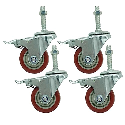 100 mm feststellbare Lenkrollen mit Gewindeschaft M16 – Hochleistungs-PU-Möbelräder for Werkbänke, Wagen – 4er-Pack(M16*30) von DDSTTLK