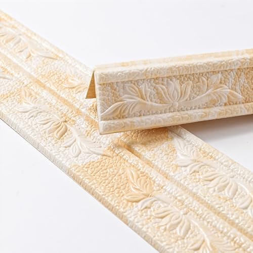 DDSTTLK Selbstklebende, wasserdichte Sockelleiste – 4,6 m lange, faltbare Zierstreifen for Türen, Fensterrahmen und Fußleisten, 1 Stück(Off-White,W8cm) von DDSTTLK