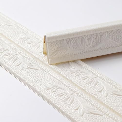 DDSTTLK Selbstklebende, wasserdichte Sockelleiste – 4,6 m lange, faltbare Zierstreifen for Türen, Fensterrahmen und Fußleisten, 1 Stück(White,W8cm) von DDSTTLK