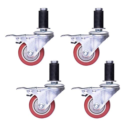 Hochleistungs-Lenkrollen mit Bremse – Polyurethan-Lenkrollen for Werkbank, Wagen – 4er-Set mit M12 x 60 mm Schrauben(75mm 38mm) von DDSTTLK