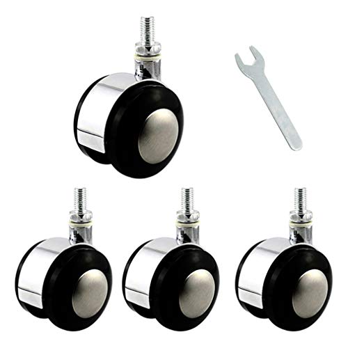 Lenkrollen, 4-teiliges Set mit Bremse, Möbelrollen mit M8-Gewindeschaft for Bürostühle, Werkbänke(1.5in No Brake) von DDSTTLK