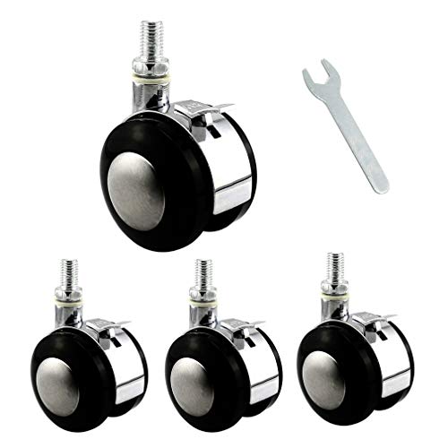 Lenkrollen, 4-teiliges Set mit Bremse, Möbelrollen mit M8-Gewindeschaft for Bürostühle, Werkbänke(2in Brake) von DDSTTLK