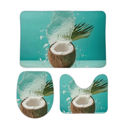 3-teiliges Badteppich-Set, rutschfest, saugfähig, Badematte, Konturmatte mit WC-Deckelbezug, Kokosnuss-Getränke, weiche Bodenmatten für Badezimmer, Küche, Tür, Heimdekoration 3-teiliges Badteppich-Set, rutschfest, saugfähig, Badematte, Konturmatte mit WC-Deckelbezug, Kokosnuss-Getränke, weiche Bodenmatten für Badezimmer, Küche, Tür, Heimdekoration von DDTKLSNV