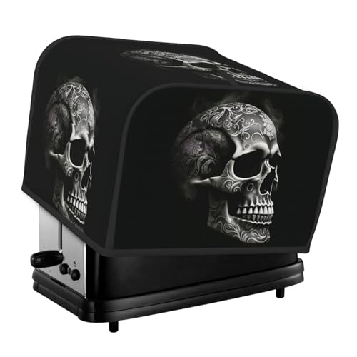 4 Scheiben Toaster Abdeckungen Brotmaschine Abdeckung Gesteppt Staubdicht Fingerabdruck Schutz Kleine Waschbare Geräteabdeckung Schwarz Und Weiß Totenkopf Brotbackmaschine Staubschutz Universalgröße von DDTKLSNV