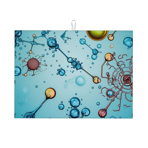 Abstraktion Biologie Chemie Mikrofaser Abtropfmatte für Küche Arbeitsplatte Groß Super Saugfähig Wendbar Geschirr Abtropfunterlage Geschirr Wiederverwendbar Waschbar Abtropfgestell Pad 45,7 x 61 cm von DDTKLSNV
